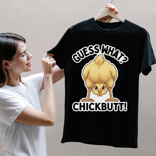 Guess What Chickbutt PNG, Funny Chicken Joke Sublimation Design, Cute Baby Chick Peeking Clipart, Hilarious Dad Joke Shirt Graphic, Sarcastic Animal Pun DTF Print, Playground Humor Tee, Digital Download