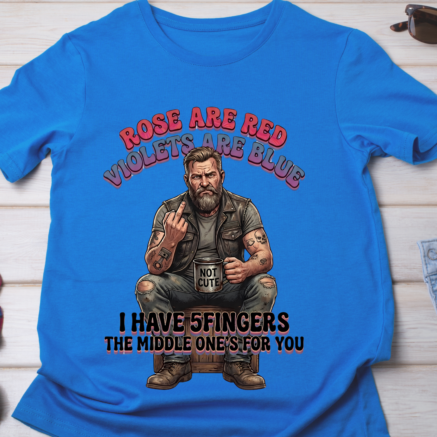 Roses Are Red Biker PNG, Funny Middle Finger Sublimation Design, Rugged Bearded Man Clipart, Sarcastic Adult Humor Shirt Graphic, Badass Motorcycle DTF Print, Offensive Joke Hoodie, Digital Download