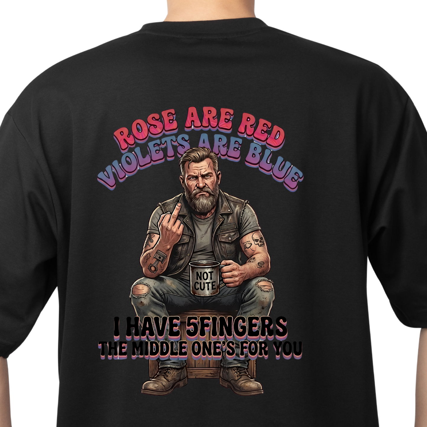 Roses Are Red Biker PNG, Funny Middle Finger Sublimation Design, Rugged Bearded Man Clipart, Sarcastic Adult Humor Shirt Graphic, Badass Motorcycle DTF Print, Offensive Joke Hoodie, Digital Download