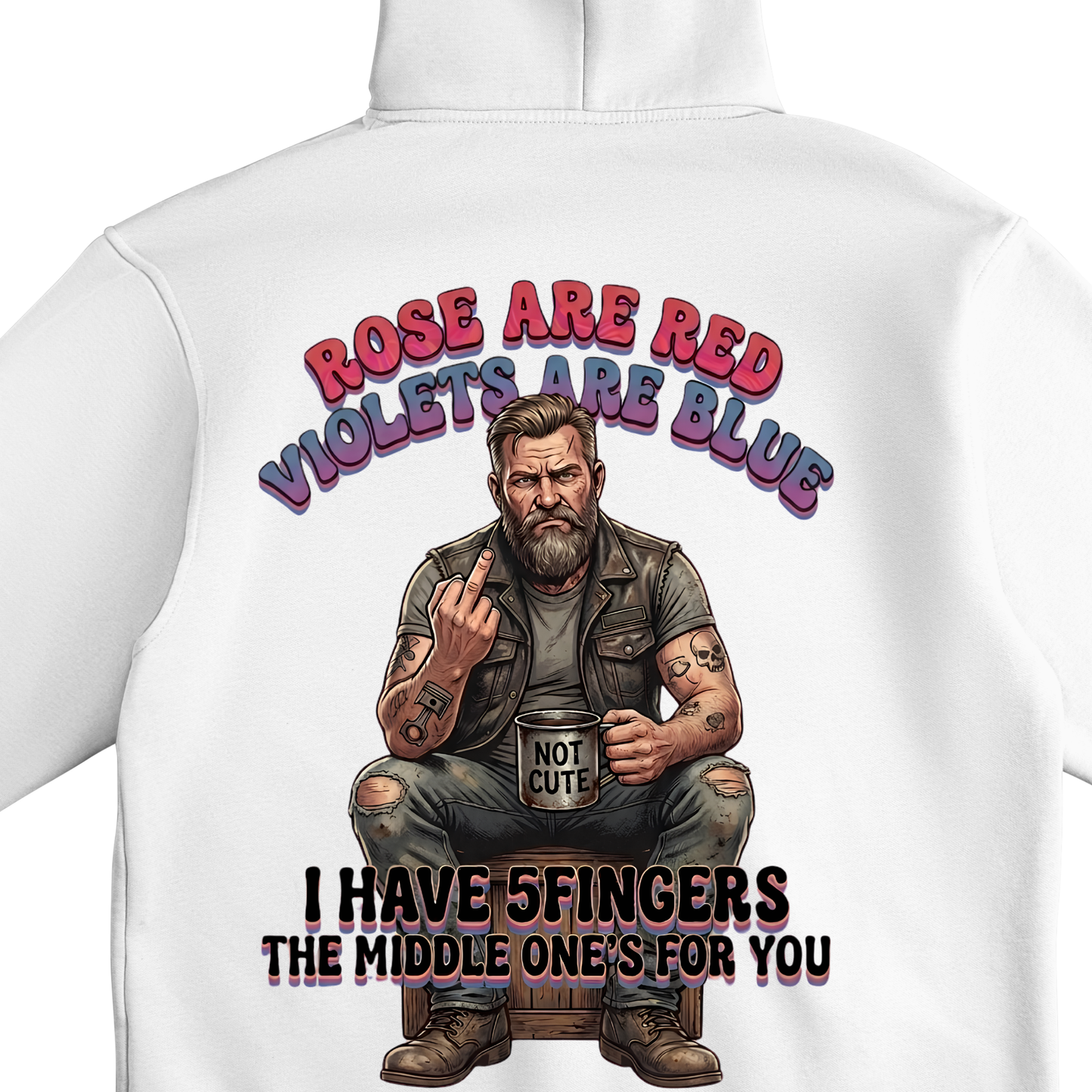 Roses Are Red Biker PNG, Funny Middle Finger Sublimation Design, Rugged Bearded Man Clipart, Sarcastic Adult Humor Shirt Graphic, Badass Motorcycle DTF Print, Offensive Joke Hoodie, Digital Download