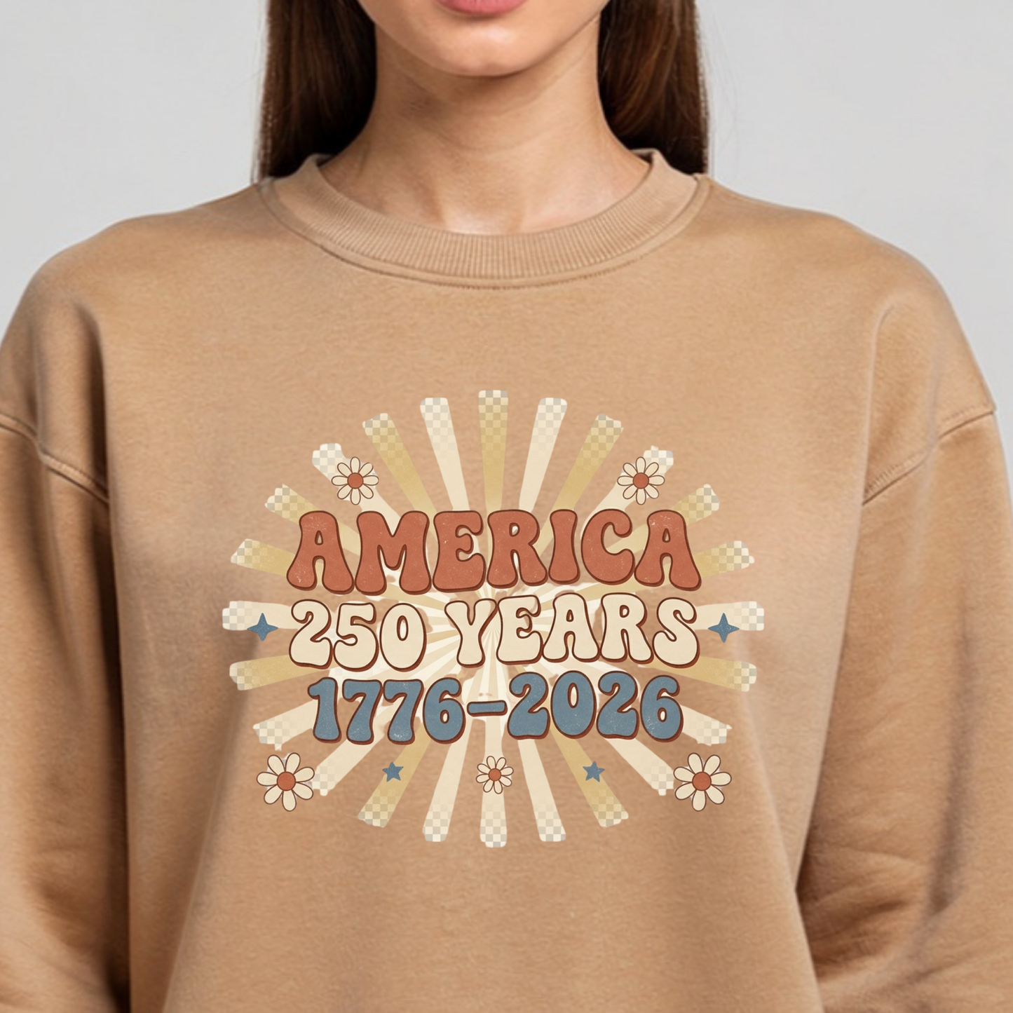 America 250 Years PNG, 1776-2026 Retro Groovy Sublimation Design, Boho Daisy Patriotic PNG, America 250th Anniversary Shirt PNG, 4th of July Retro Sunburst PNG, Groovy Independence Day Digital Download, USA 250 DTF Transfer Design