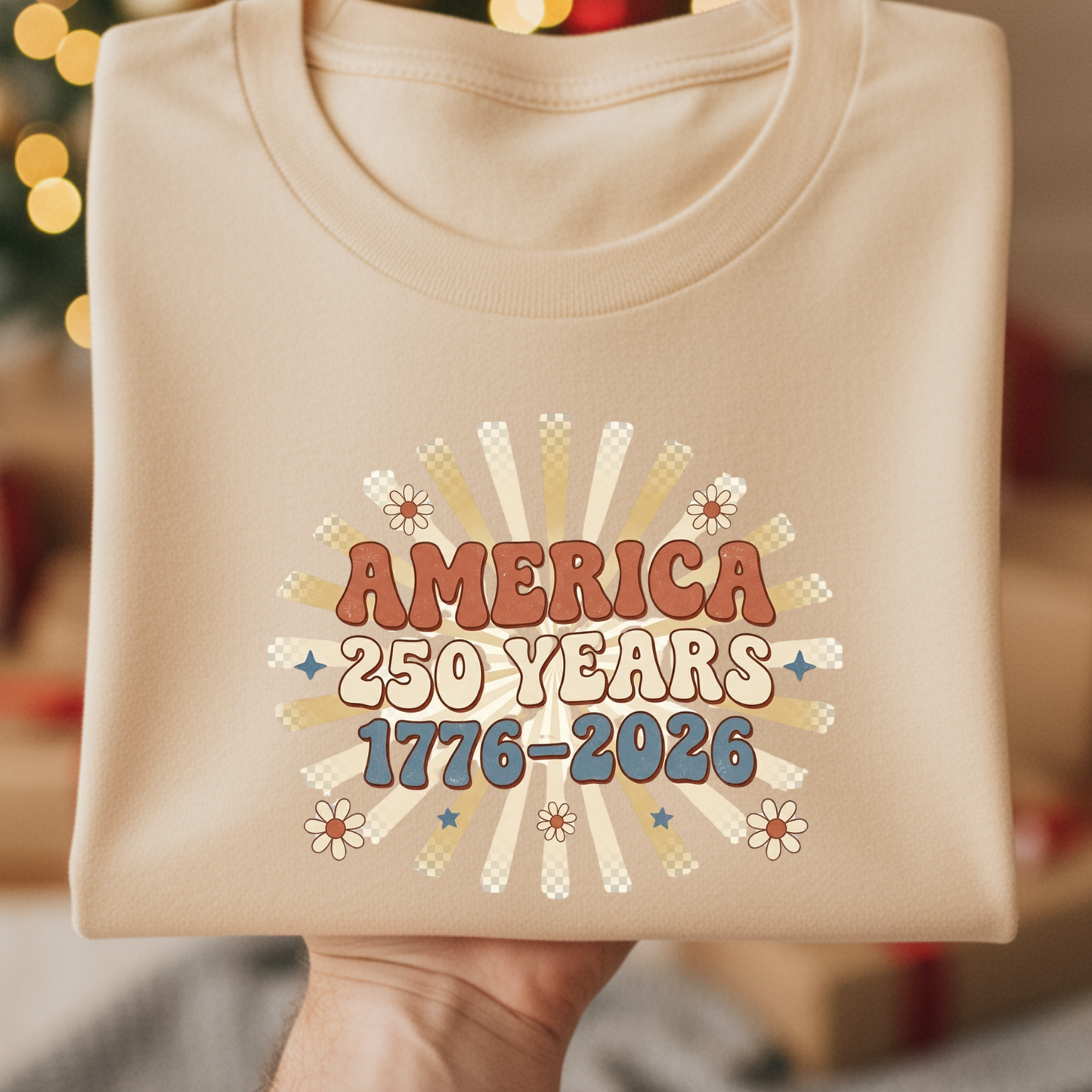 America 250 Years PNG, 1776-2026 Retro Groovy Sublimation Design, Boho Daisy Patriotic PNG, America 250th Anniversary Shirt PNG, 4th of July Retro Sunburst PNG, Groovy Independence Day Digital Download, USA 250 DTF Transfer Design