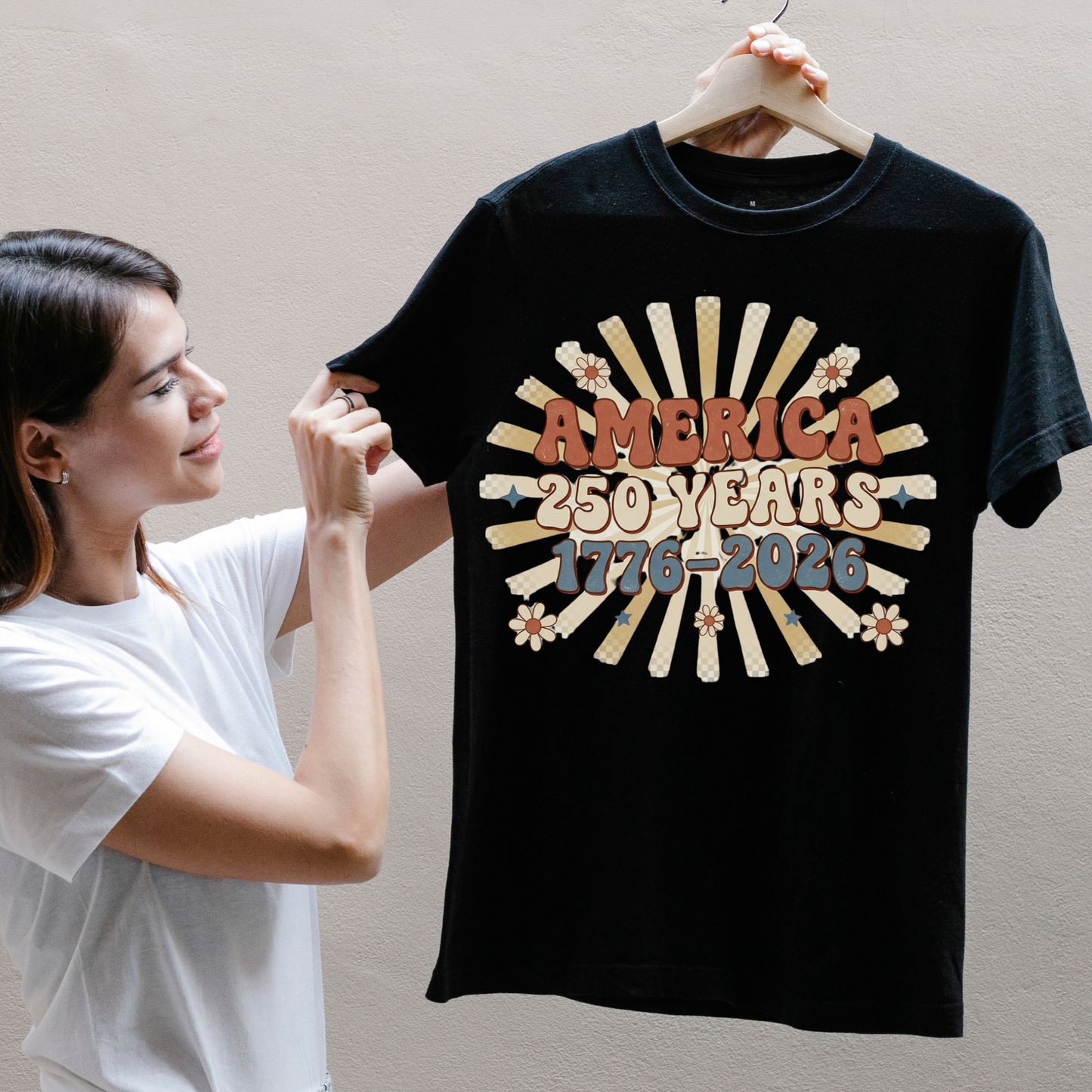 America 250 Years PNG, 1776-2026 Retro Groovy Sublimation Design, Boho Daisy Patriotic PNG, America 250th Anniversary Shirt PNG, 4th of July Retro Sunburst PNG, Groovy Independence Day Digital Download, USA 250 DTF Transfer Design