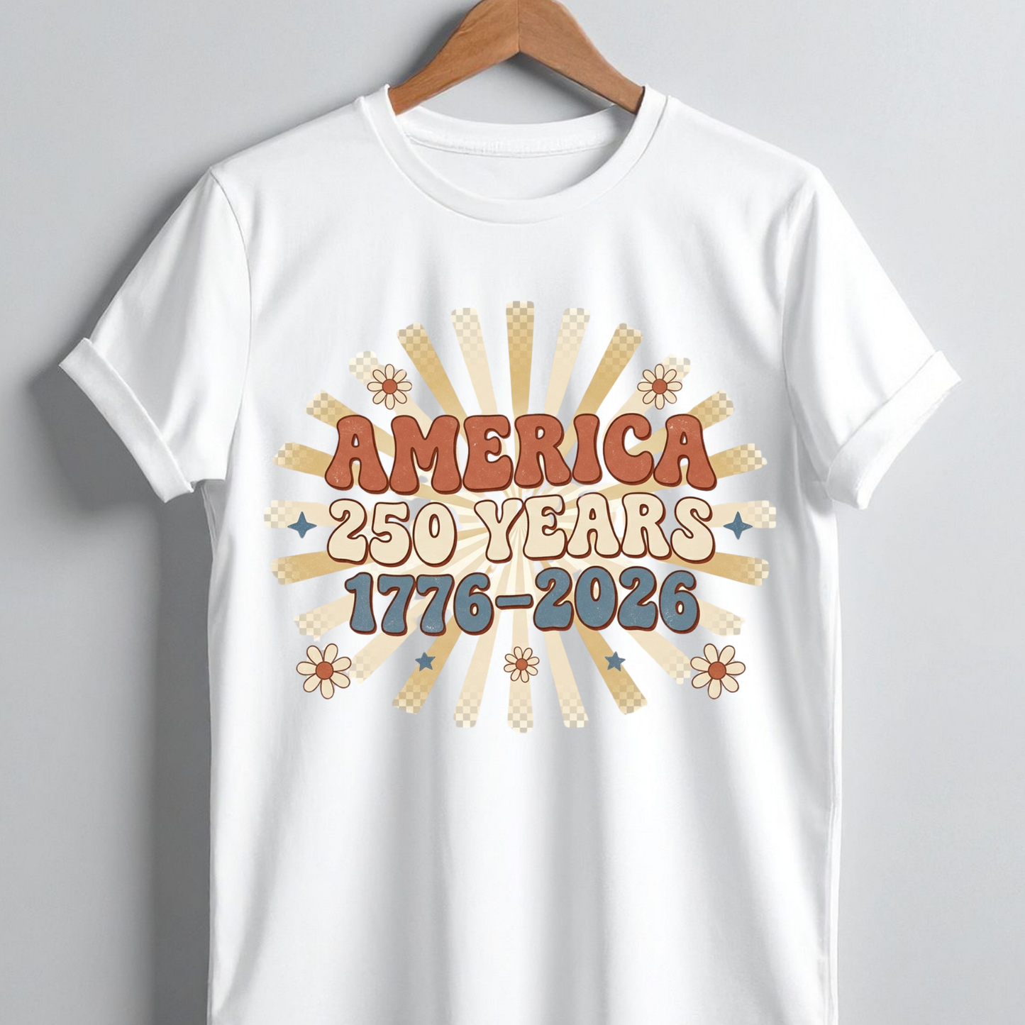 America 250 Years PNG, 1776-2026 Retro Groovy Sublimation Design, Boho Daisy Patriotic PNG, America 250th Anniversary Shirt PNG, 4th of July Retro Sunburst PNG, Groovy Independence Day Digital Download, USA 250 DTF Transfer Design