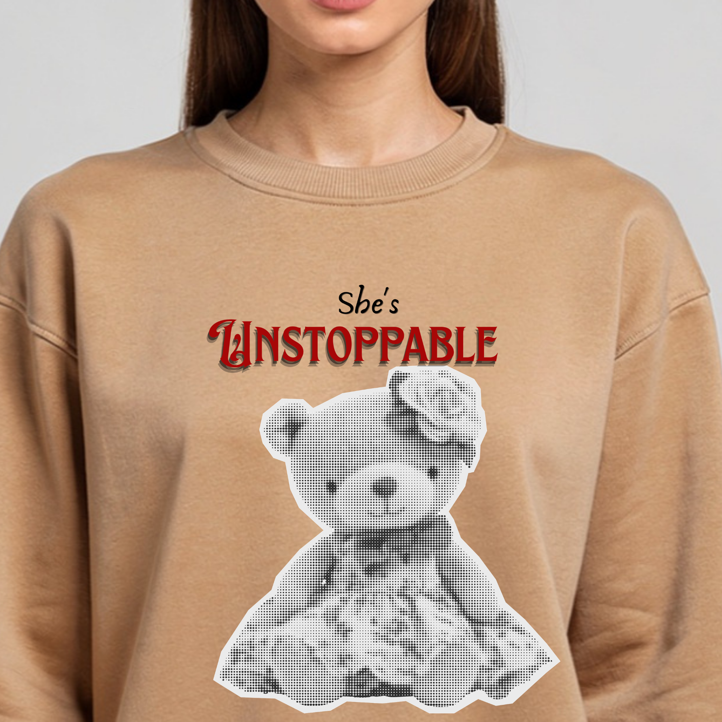 She's Unstoppable PNG, Retro Teddy Bear Sublimation Design, Halftone Grunge Streetwear Graphic, Y2K Aesthetic Sweatshirt Design, Empowering Women Quotes Clipart, Edgy Vintage Bear DTF Print, Digital Download
