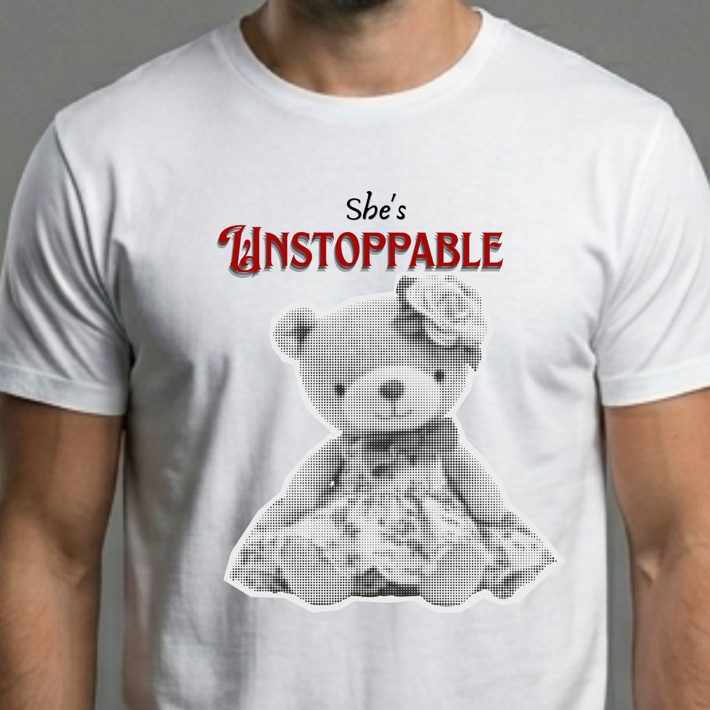 She's Unstoppable PNG, Retro Teddy Bear Sublimation Design, Halftone Grunge Streetwear Graphic, Y2K Aesthetic Sweatshirt Design, Empowering Women Quotes Clipart, Edgy Vintage Bear DTF Print, Digital Download