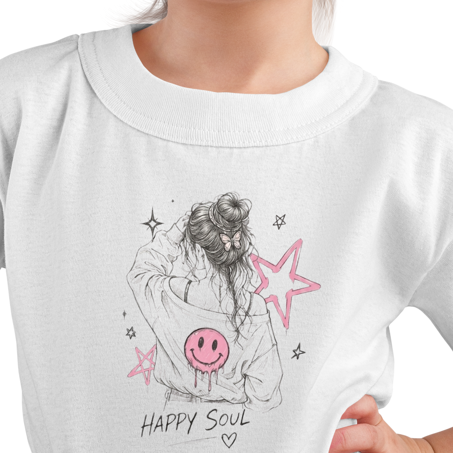 Happy Soul PNG, Messy Bun Girl Sublimation Design, Melting Smiley Face Shirt Graphic, Retro Y2K Aesthetic Clipart, Dripping Smiley Face, Indie Trendy Girl Hoodie File, Digital Download