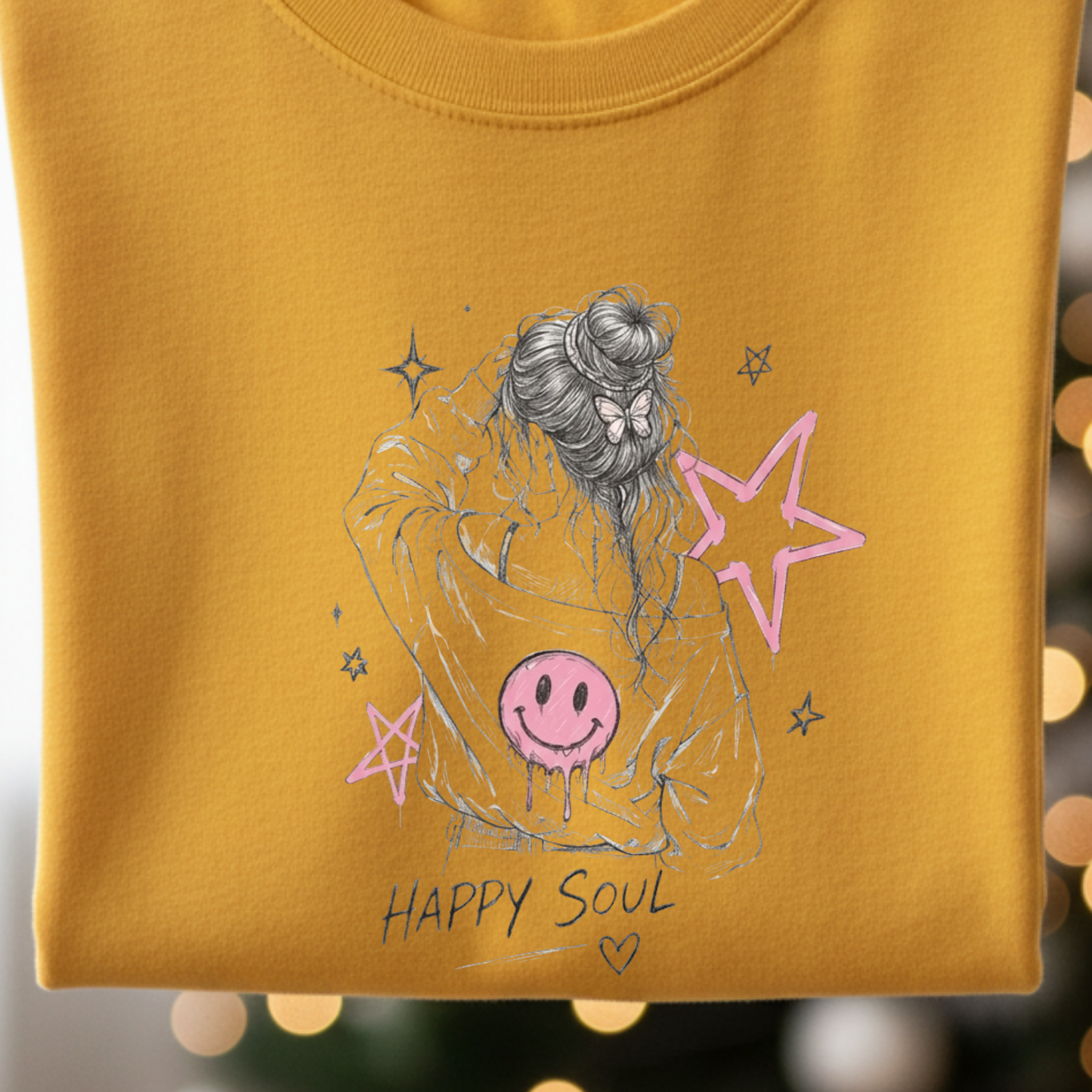 Happy Soul PNG, Messy Bun Girl Sublimation Design, Melting Smiley Face Shirt Graphic, Retro Y2K Aesthetic Clipart, Dripping Smiley Face, Indie Trendy Girl Hoodie File, Digital Download