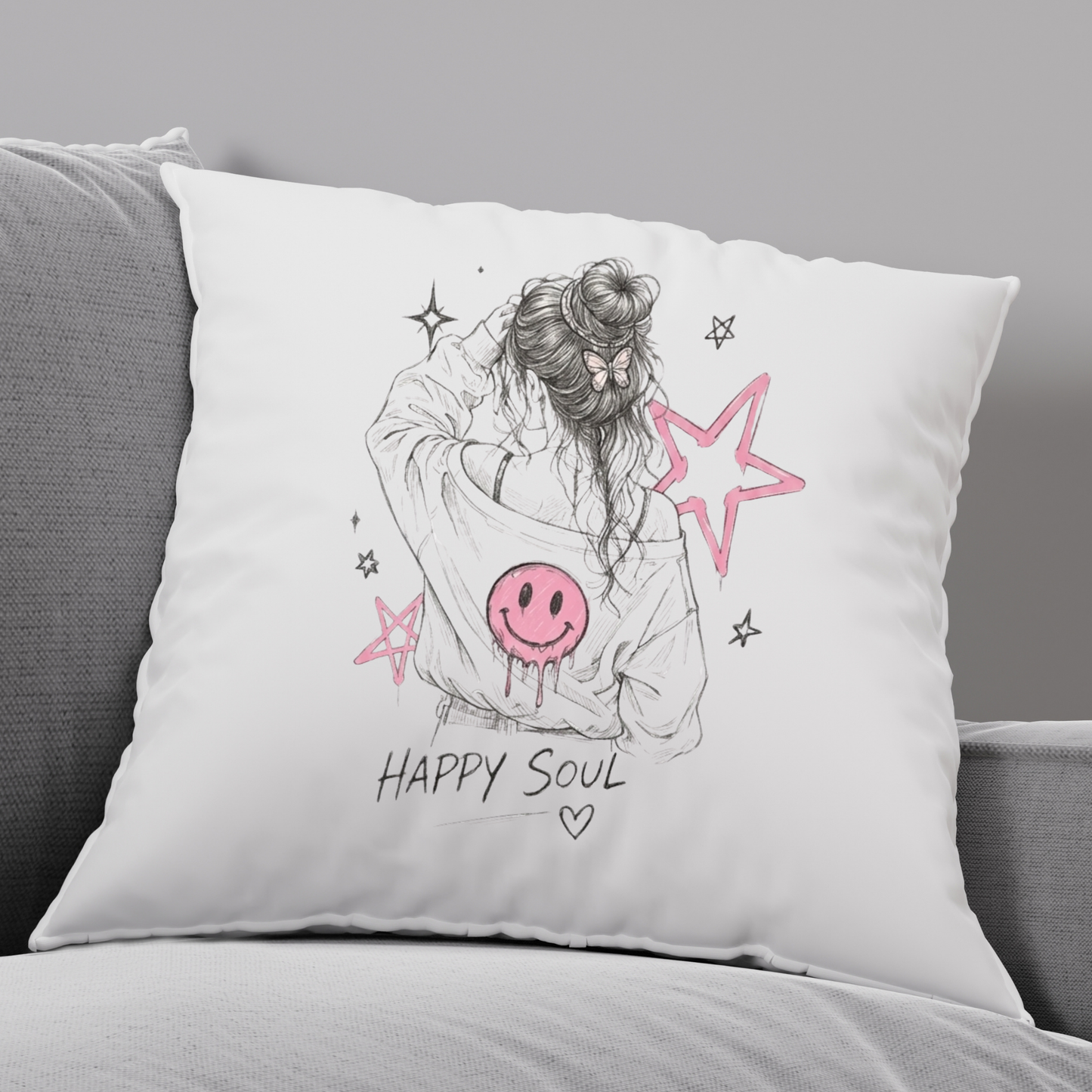 Happy Soul PNG, Messy Bun Girl Sublimation Design, Melting Smiley Face Shirt Graphic, Retro Y2K Aesthetic Clipart, Dripping Smiley Face, Indie Trendy Girl Hoodie File, Digital Download
