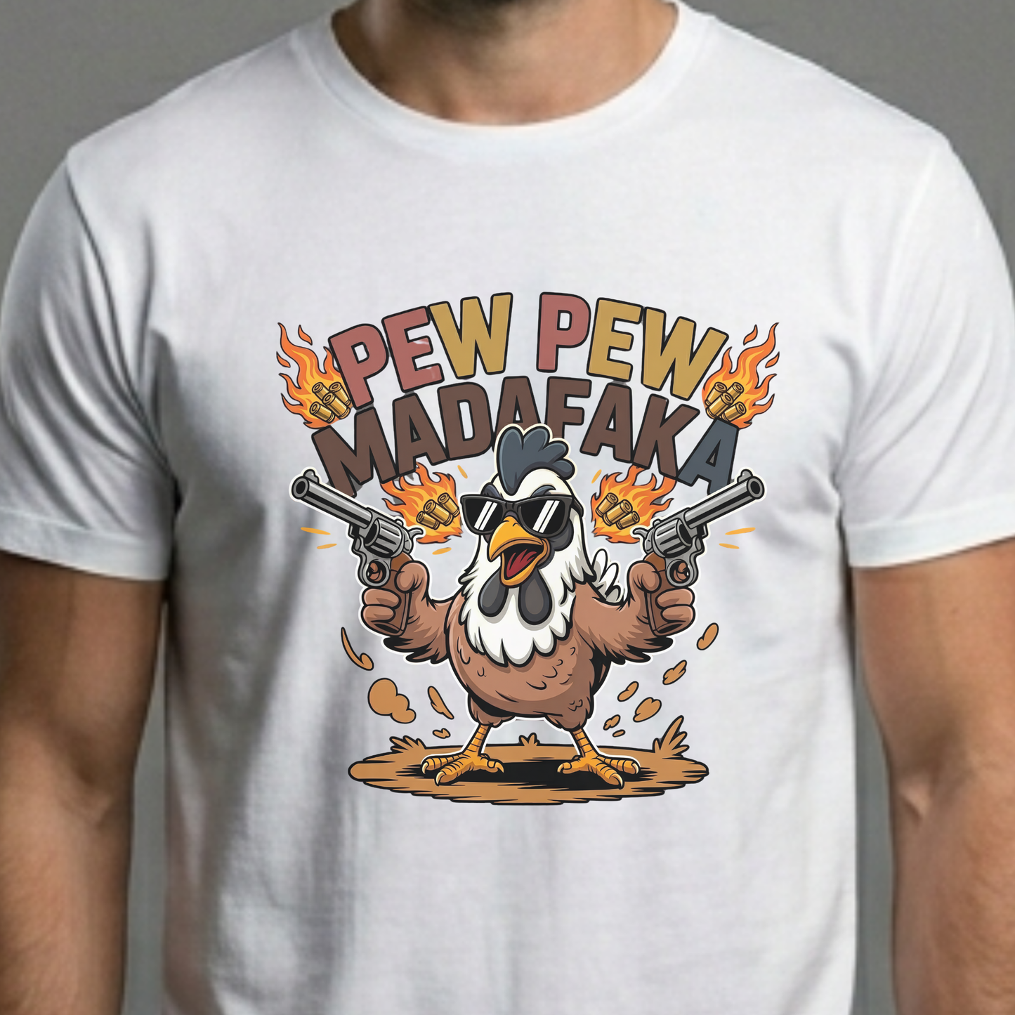 Pew Pew Madafaka PNG, Funny Chicken Dual Wielding Guns Sublimation, Edgy Rooster Meme Shirt Design, Badass Crazy Chicken DTF Graphic, Hilarious Adult Humor Clipart, Revolver Pistol Flame Vector, Digital Download