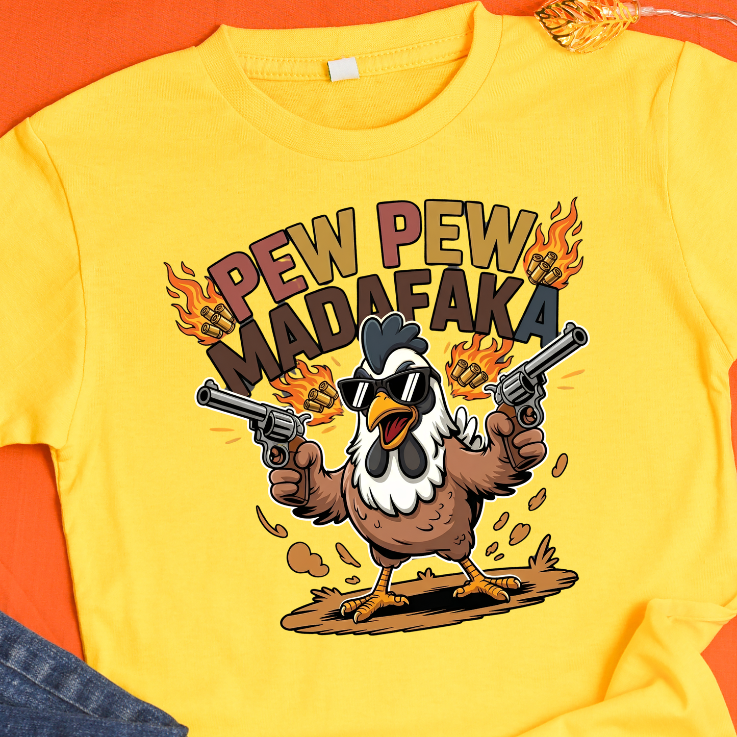 Pew Pew Madafaka PNG, Funny Chicken Dual Wielding Guns Sublimation, Edgy Rooster Meme Shirt Design, Badass Crazy Chicken DTF Graphic, Hilarious Adult Humor Clipart, Revolver Pistol Flame Vector, Digital Download