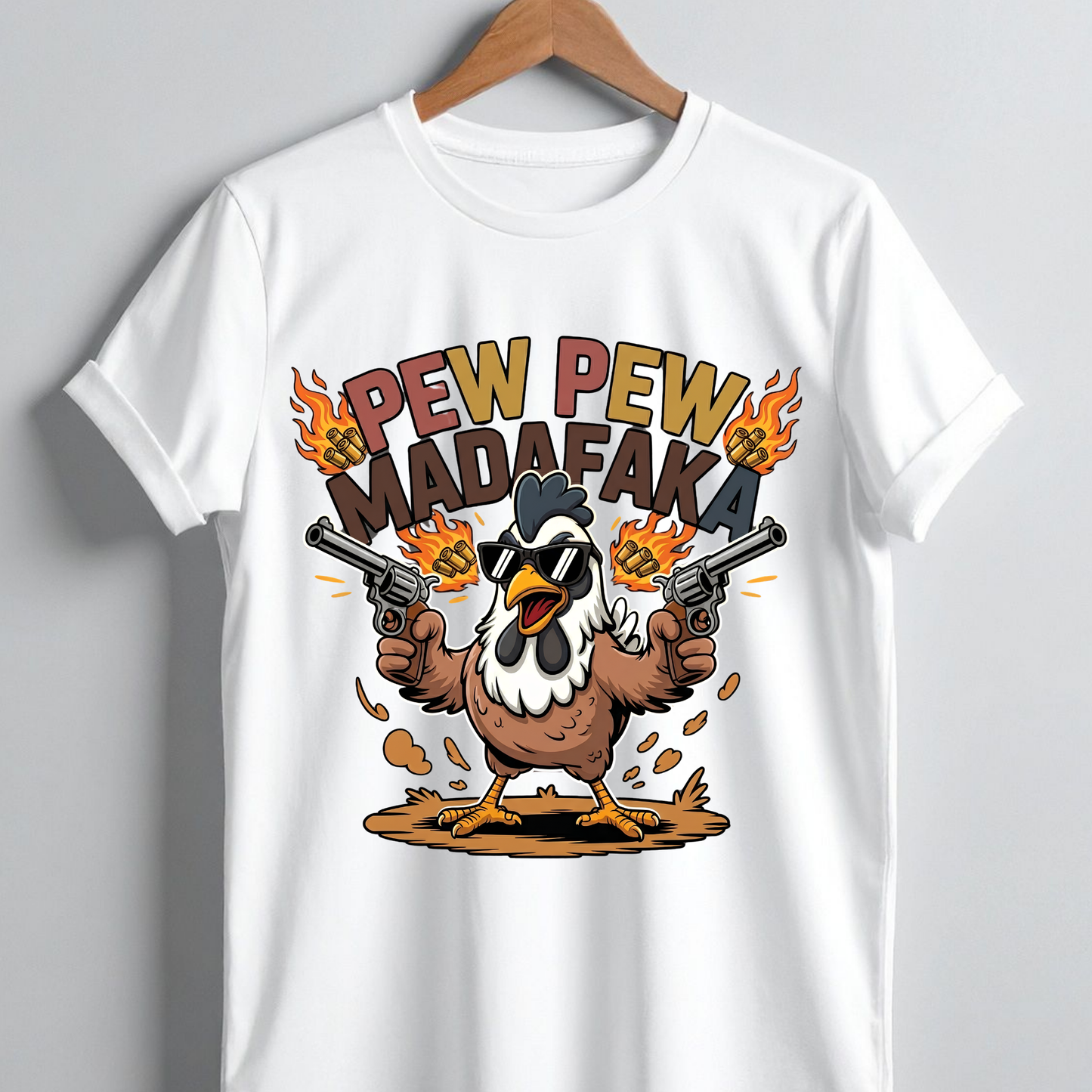 Pew Pew Madafaka PNG, Funny Chicken Dual Wielding Guns Sublimation, Edgy Rooster Meme Shirt Design, Badass Crazy Chicken DTF Graphic, Hilarious Adult Humor Clipart, Revolver Pistol Flame Vector, Digital Download