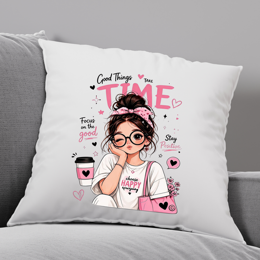 Good Things Take Time PNG, Messy Bun Girl Sublimation Design, Choose Happy Shirt Graphic, Trendy Glasses Girl Clipart, Focus On The Good DTF Print, Mental Health Self Care Laptop Sticker, Digital Download