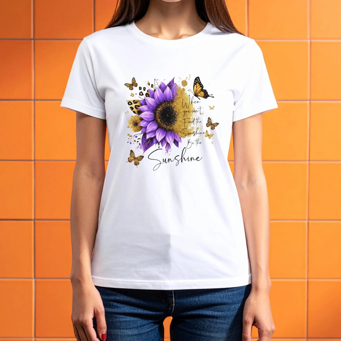 Sunflower Butterfly T-Shirt Design: Boho Floral PNG (Digital Download)
