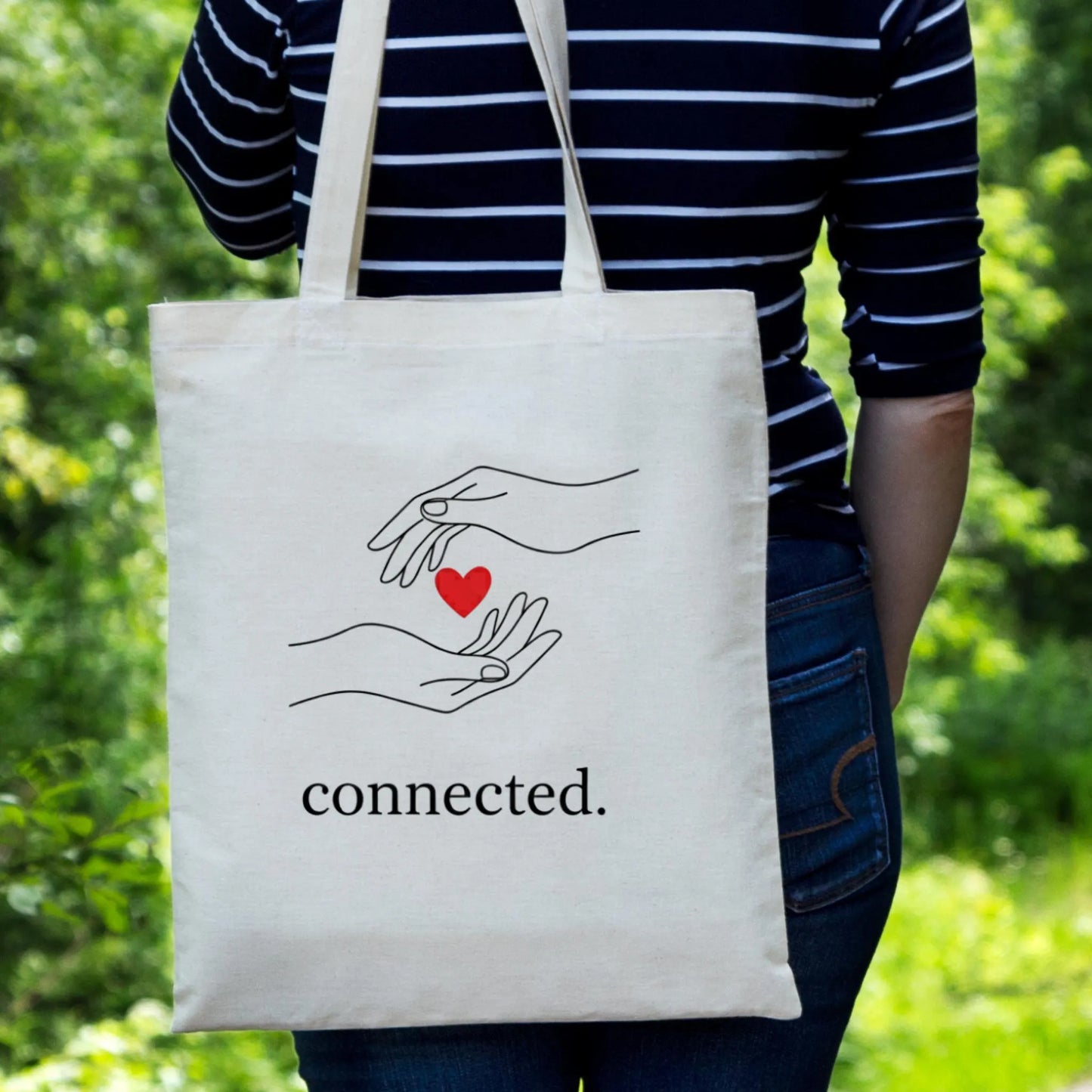 Minimalist Valentine line art png - connected hands with red heart - simple couple sublimation design (digital download)