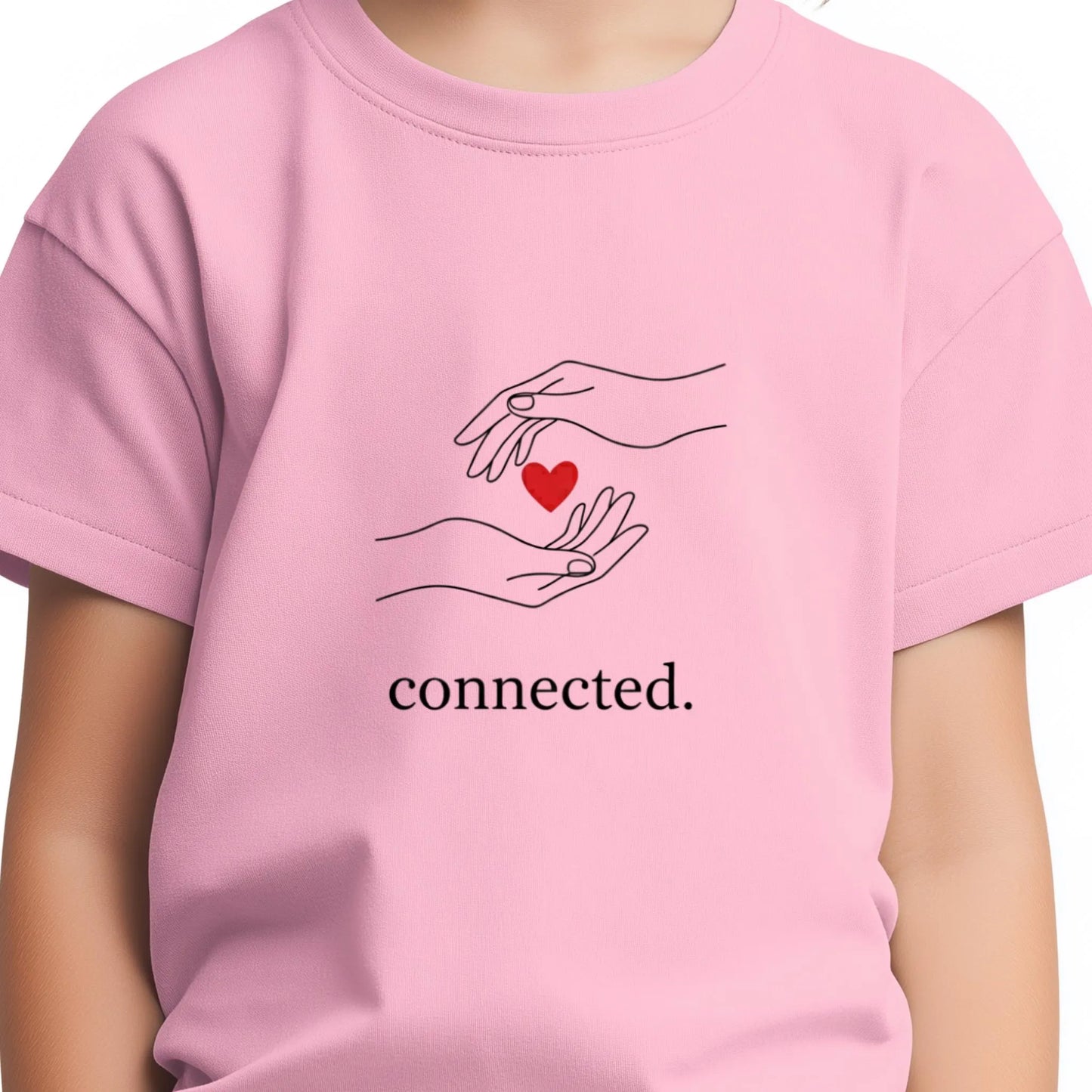 Minimalist Valentine line art png - connected hands with red heart - simple couple sublimation design (digital download)