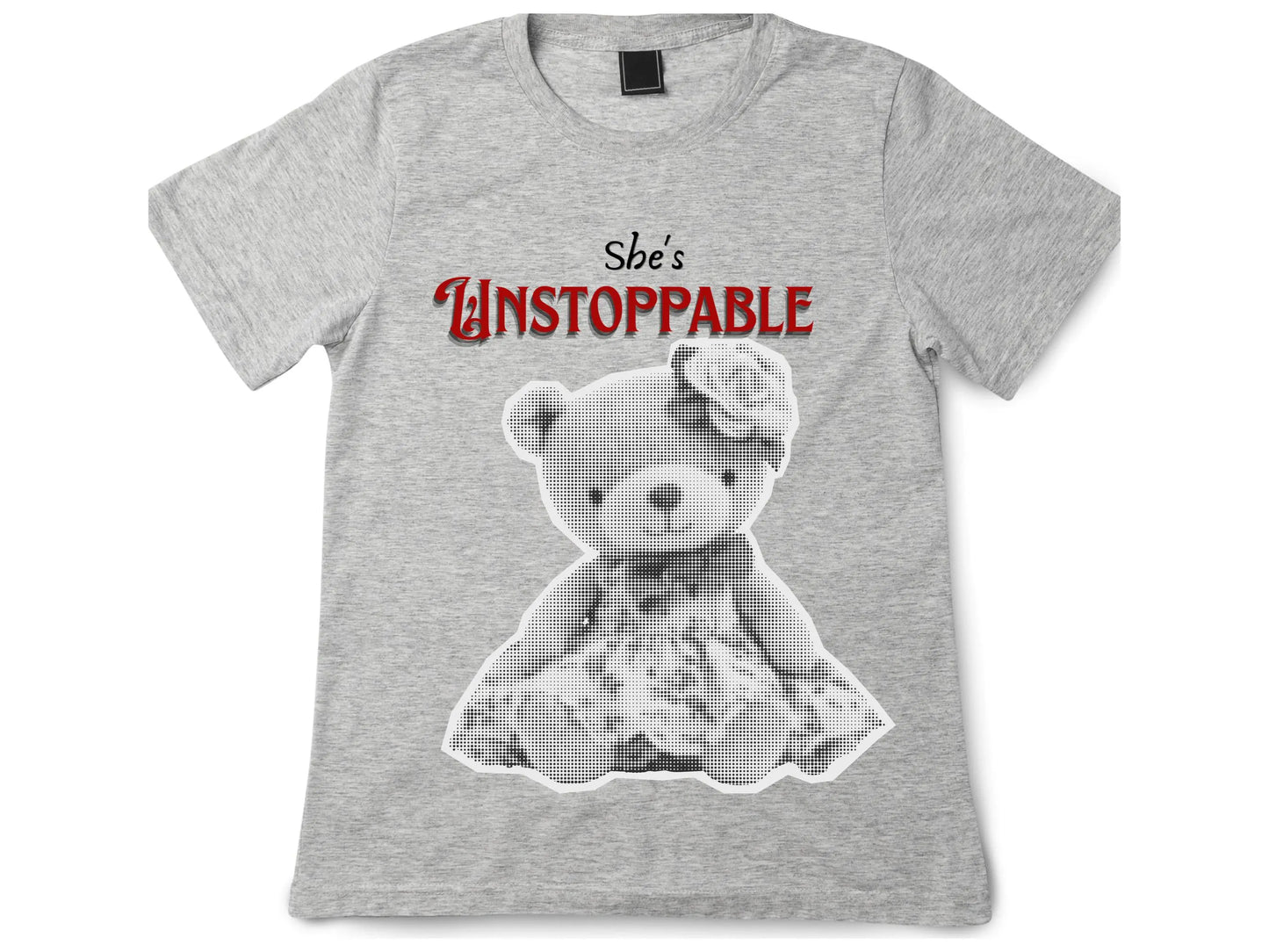 She's Unstoppable PNG, Retro Teddy Bear Sublimation Design, Halftone Grunge Streetwear Graphic, Y2K Aesthetic Sweatshirt Design, Empowering Women Quotes Clipart, Edgy Vintage Bear DTF Print, Digital Download